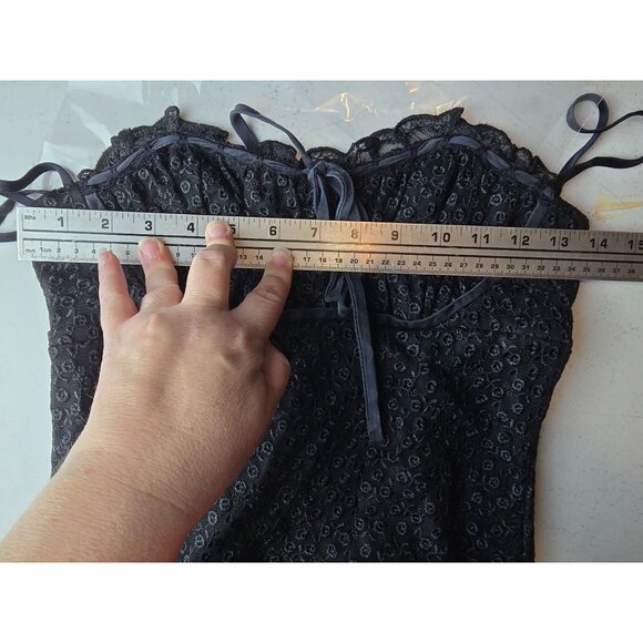 Vintage Betsey Johnson Black Silk Lace Slip Dress 90s Y2K Lingerie Style USA - Picture 9 of 9